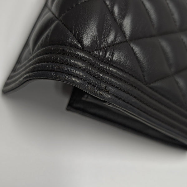 BOY CHANEL Mini Quilted Lambskin Gray Wallet