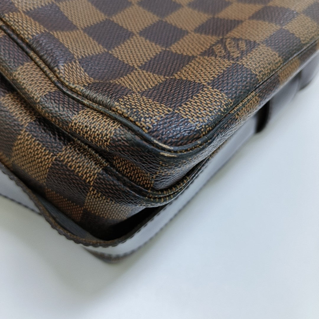 NAVIGLIO Damier Ebene Coated Canvas Brown