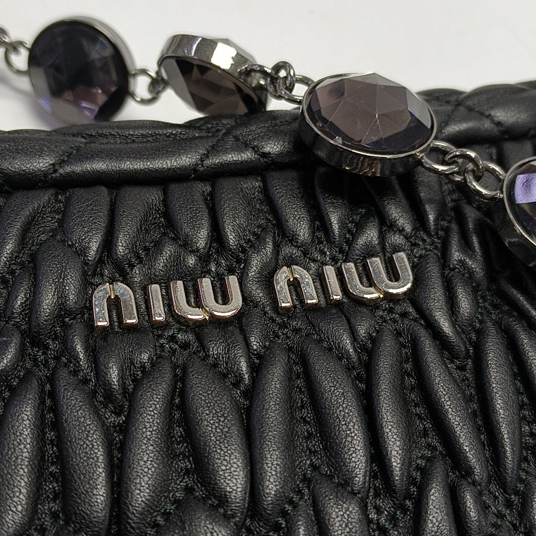 Quilted Lambskin Top Handle Bag Black