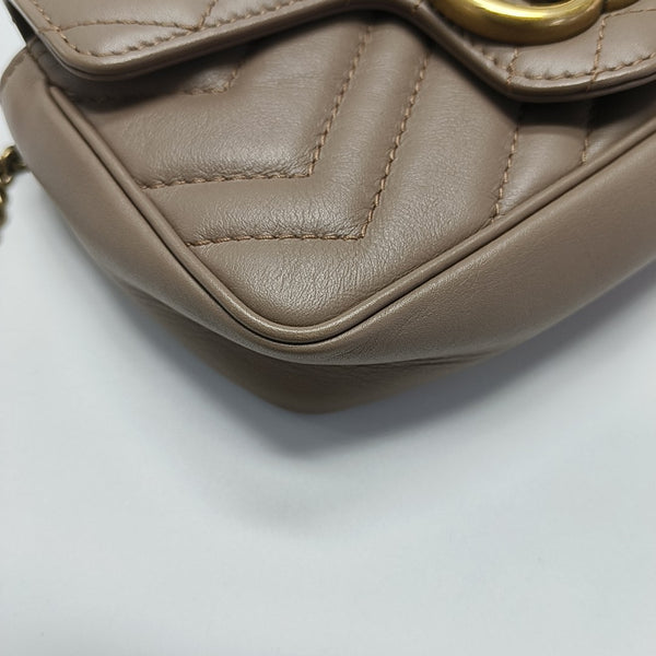 GG Marmont Mini Quilted Calfskin Beige