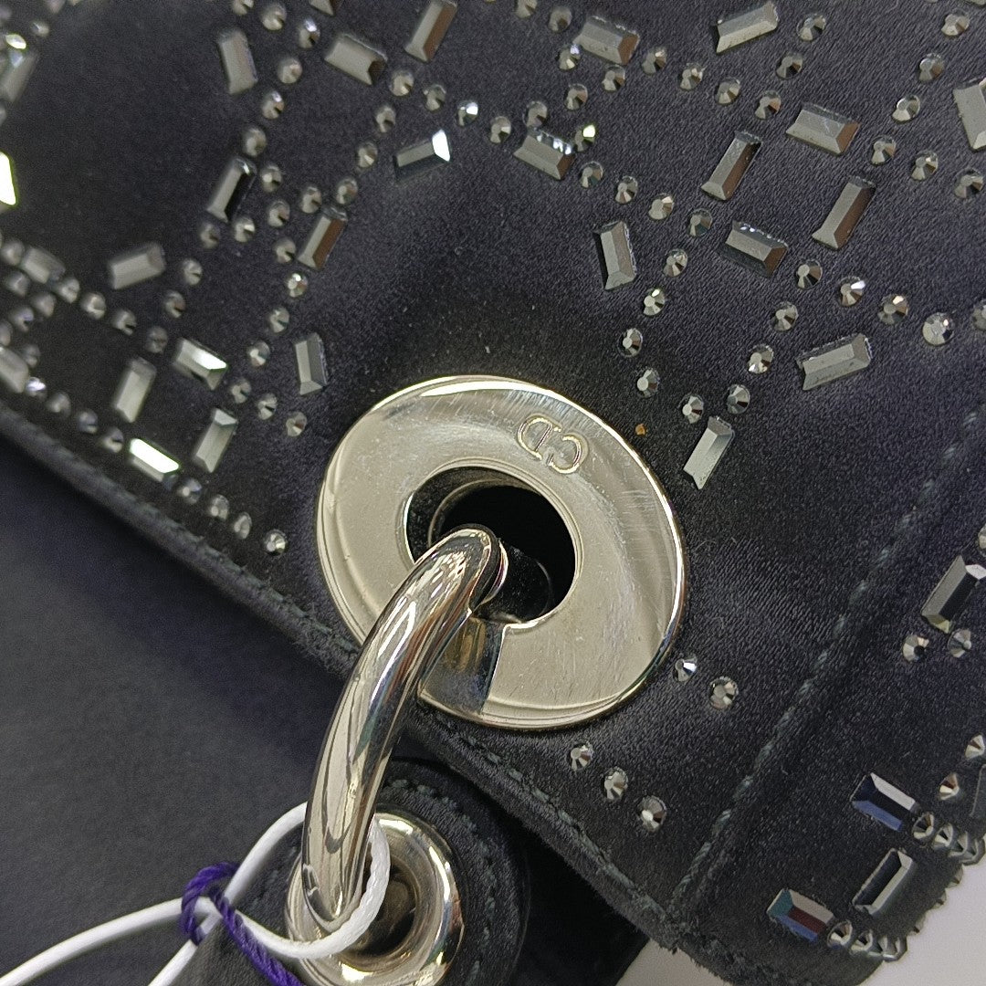 Lady Dior Mini Cannage Silk Satin Black