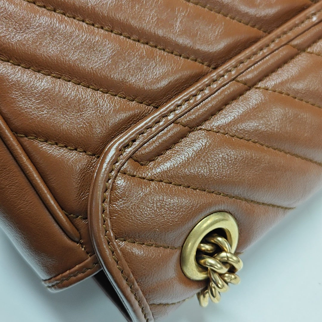 GG Marmont Medium Quilted Calfskin Brown