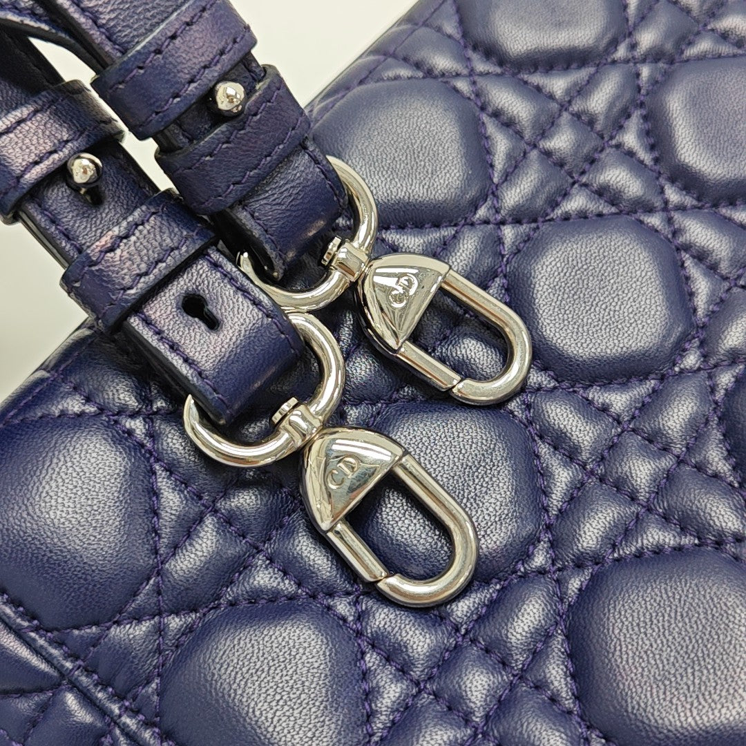 Lady Dior Small Cannage Lambskin Blue