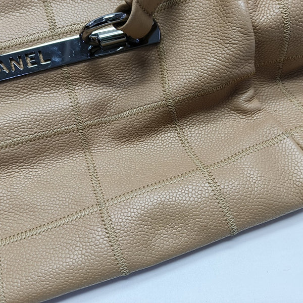 SQUARE STITCH Quilted Grained Calfskin Beige