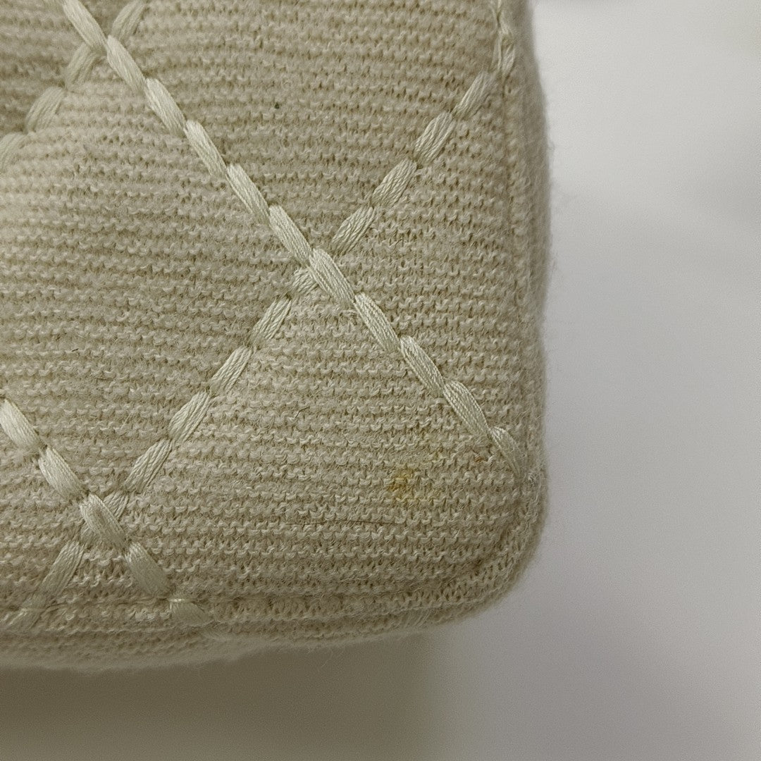 Quilted Fabric Top Handle Bag Beige