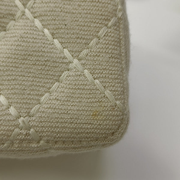 Quilted Fabric Top Handle Bag Beige