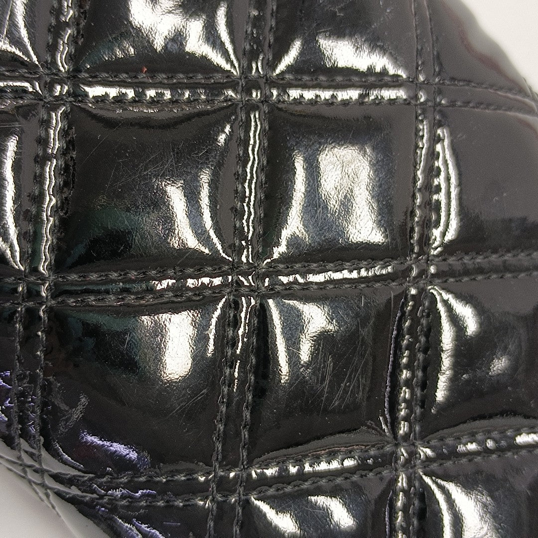 Quilted Patent Leather Wallet Black