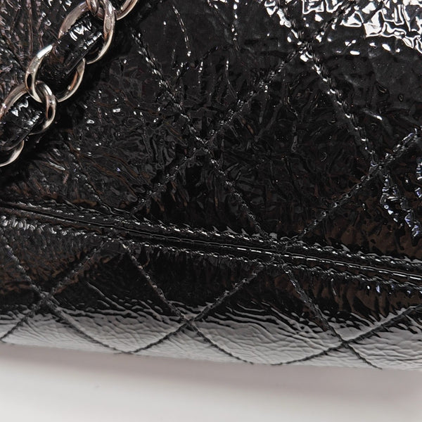 Quilted Patent Leather Shoulder Bag Black