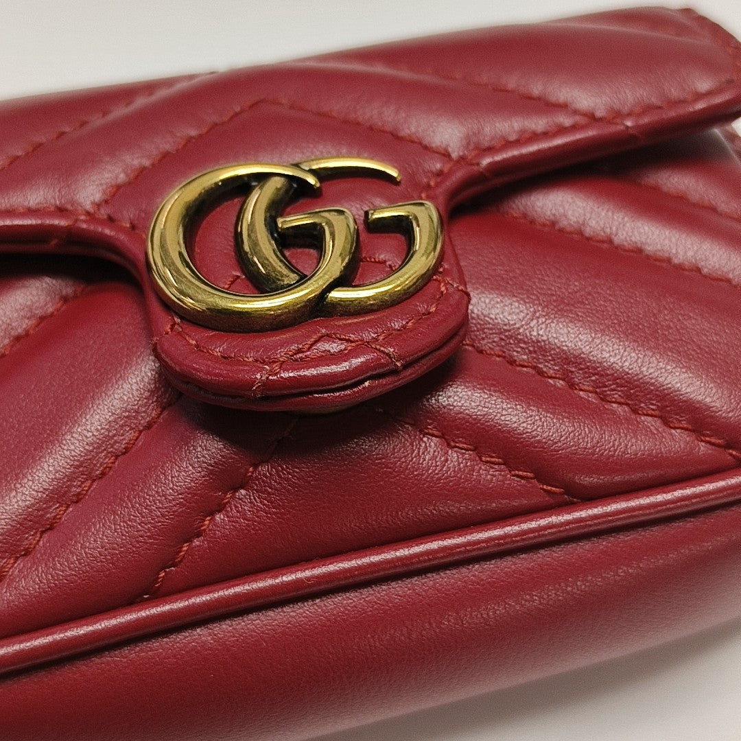 GG Marmont Super Mini Quilted Calfskin Red