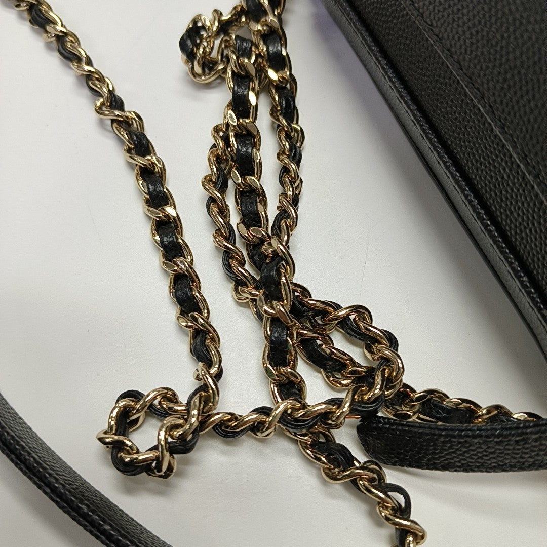 FILIGREE Small Quilted Grained Calfskin Black