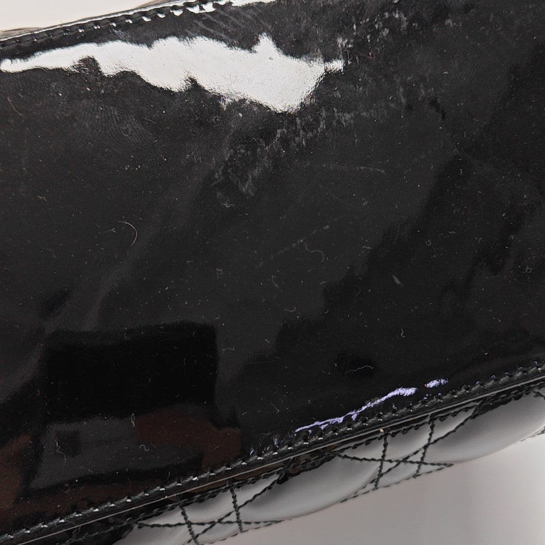 Lady Dior Medium Cannage Patent Leather Black