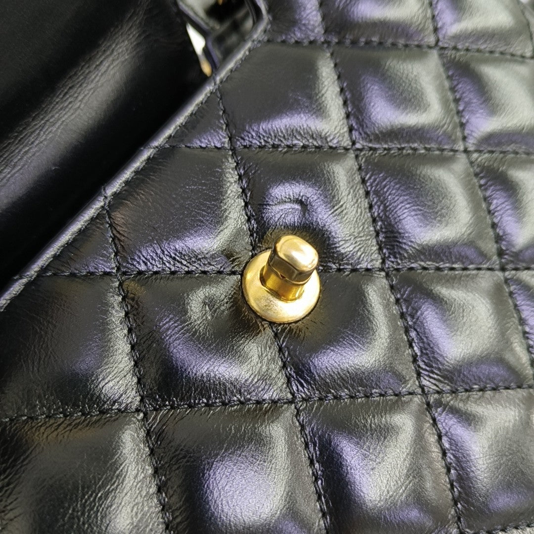 KELLY Mini Quilted Calfskin Black