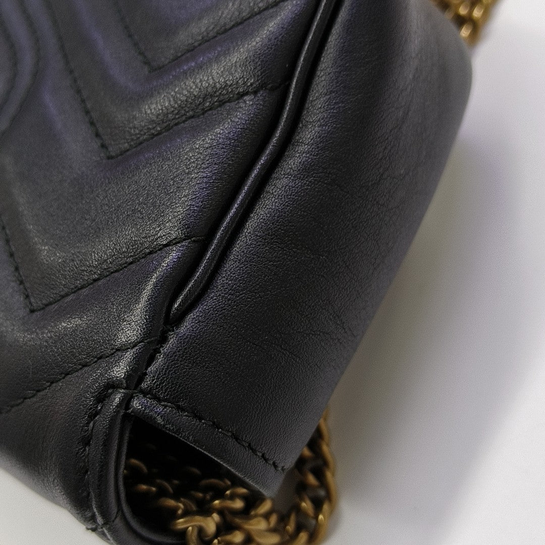 GG Marmont Mini Quilted Calfskin Black