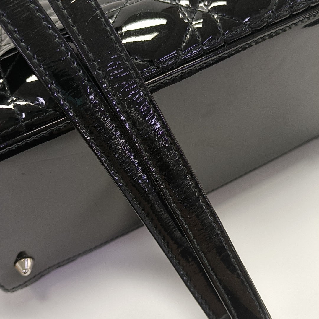 Lady Dior Medium Cannage Patent Leather Black