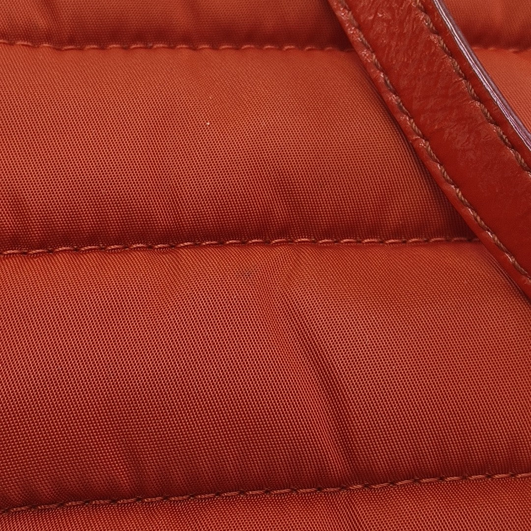 Quilted Nylon Shoulder Bag Red