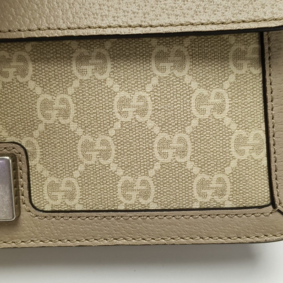 Dionysus Small Monogram Coated Canvas Beige