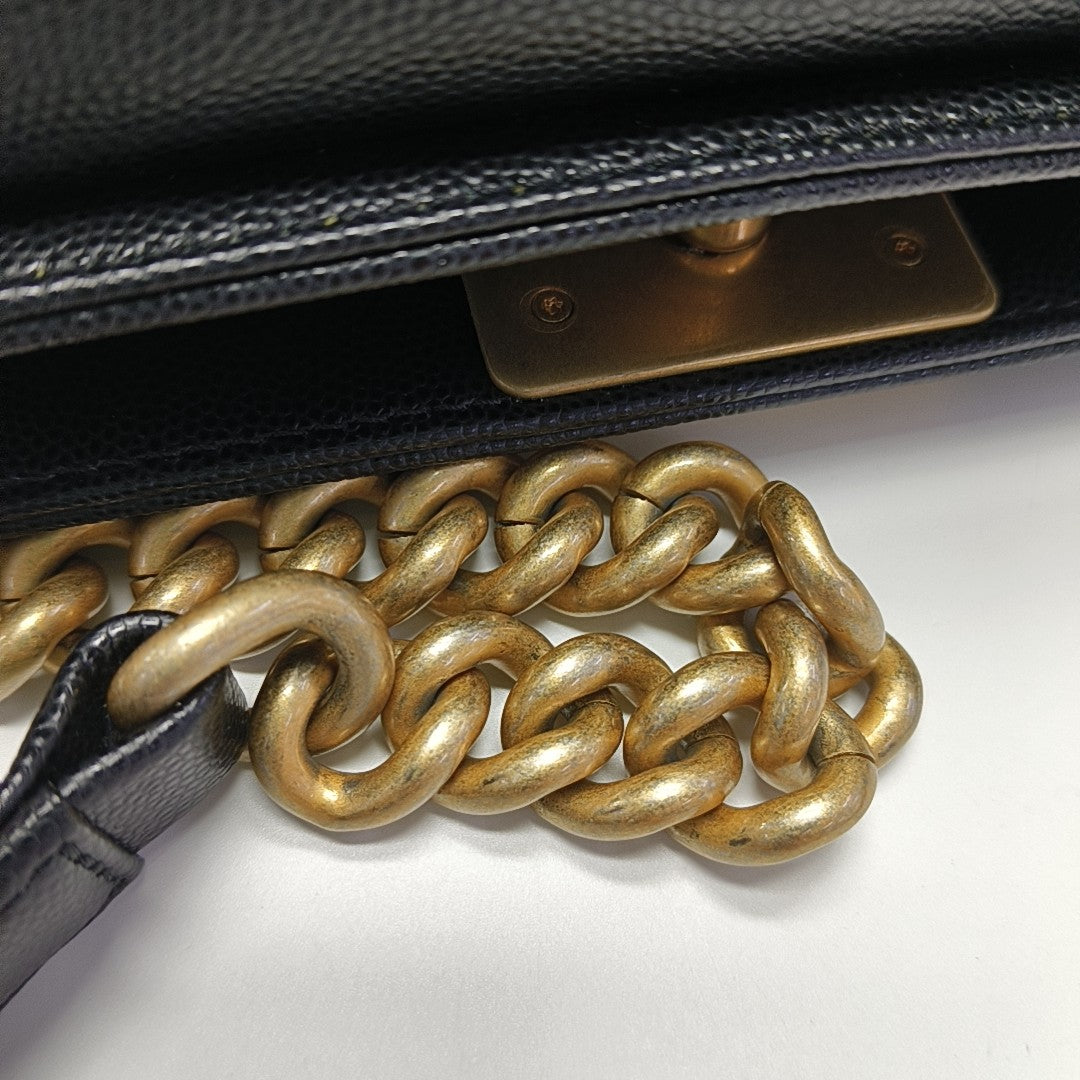 BOY CHANEL Small Quilted Grained Calfskin Black