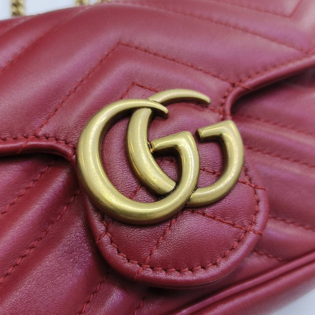 GG Marmont Mini Quilted Calfskin Red