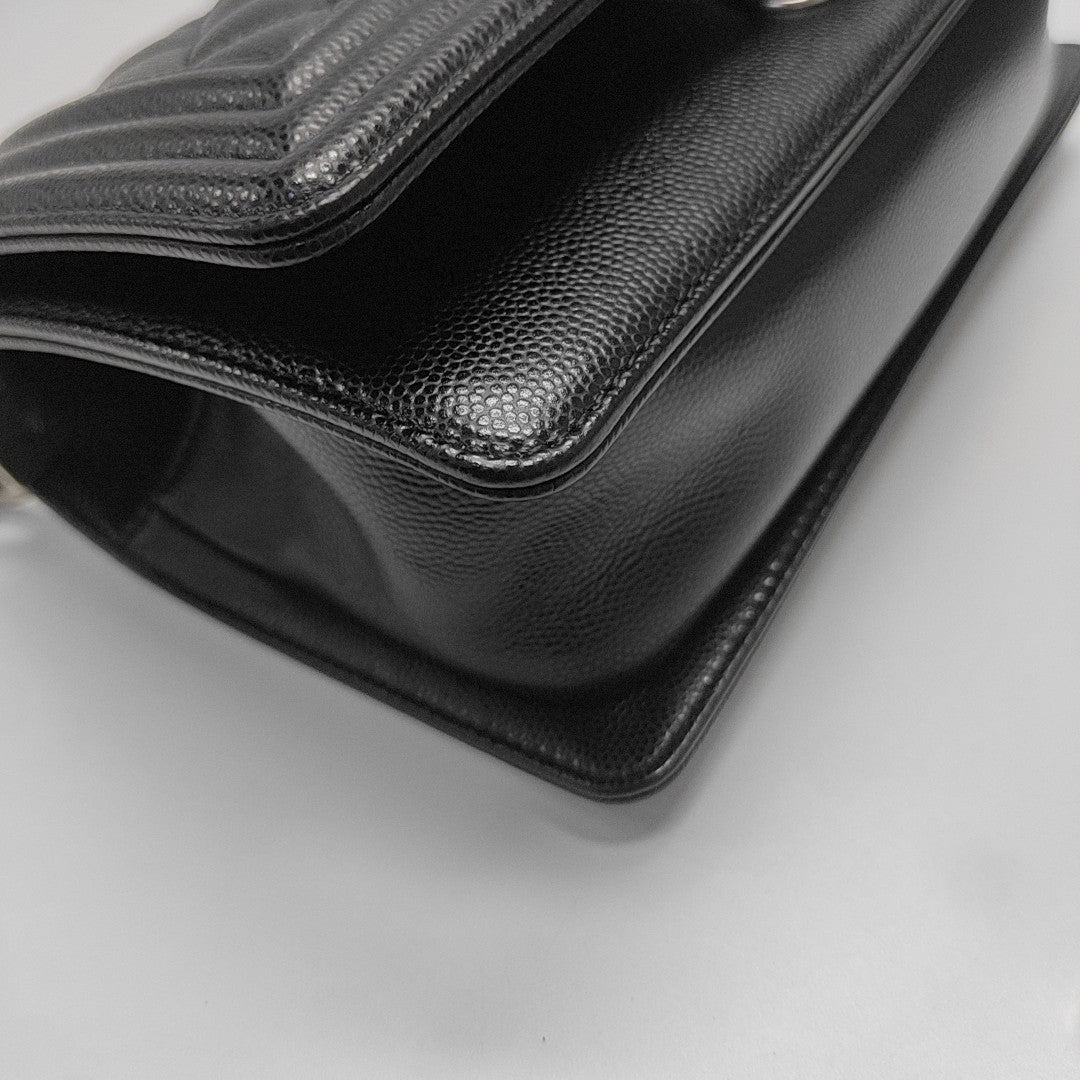 BOY CHANEL Small Quilted Grained Calfskin Black