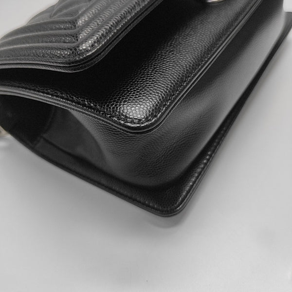 BOY CHANEL Small Quilted Grained Calfskin Black