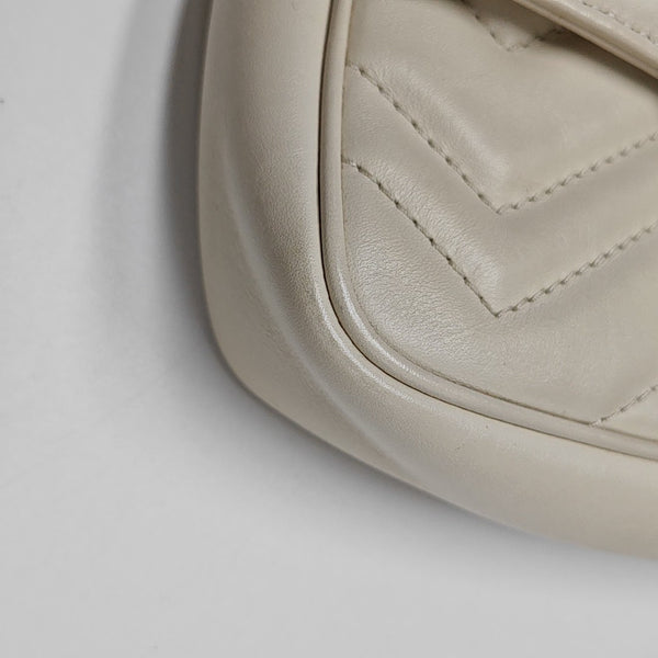 GG Marmont Mini Quilted Calfskin White