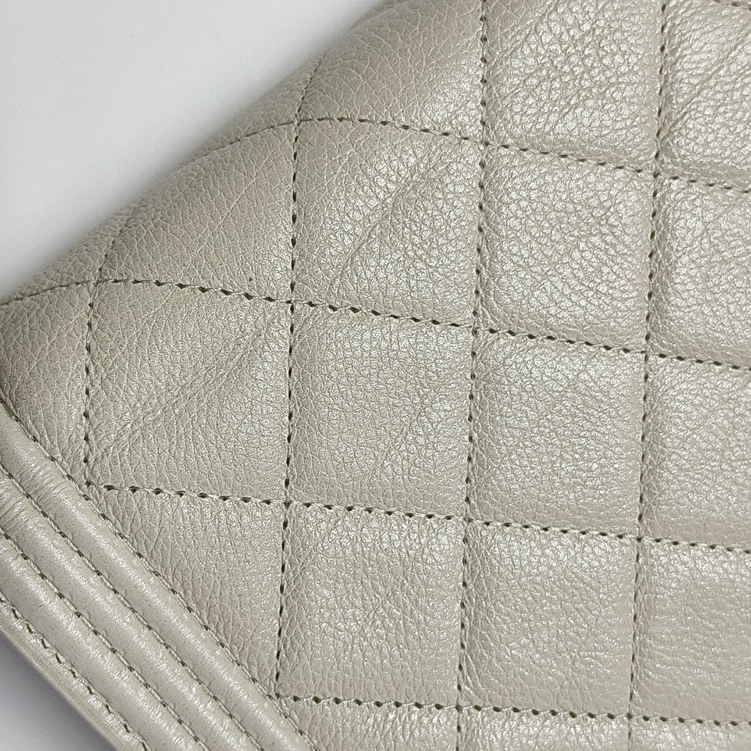 BOY CHANEL Mini Quilted Calfskin Beige