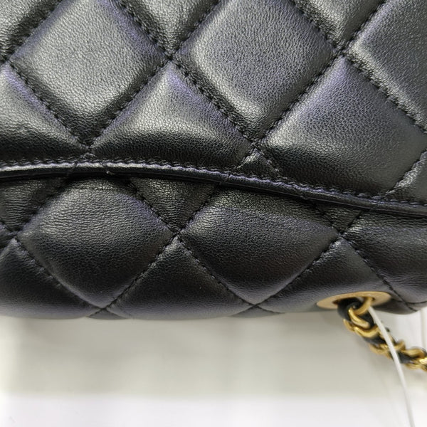Quilted Lambskin Shoulder Bag Small Black