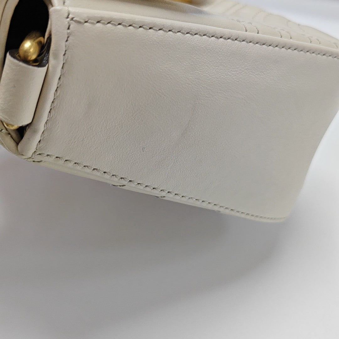 GG Marmont Mini Quilted Calfskin White