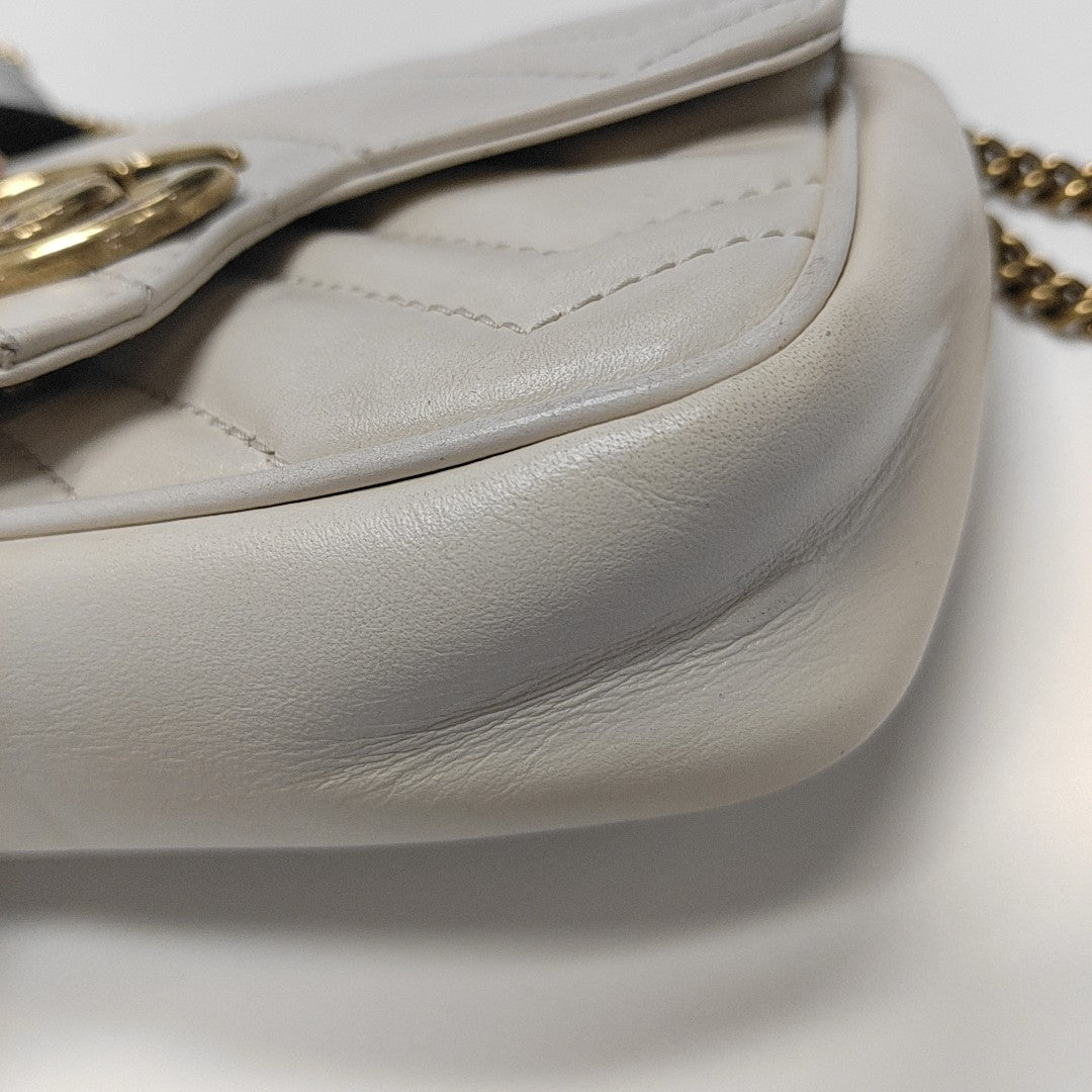 GG Marmont Mini Quilted Calfskin White