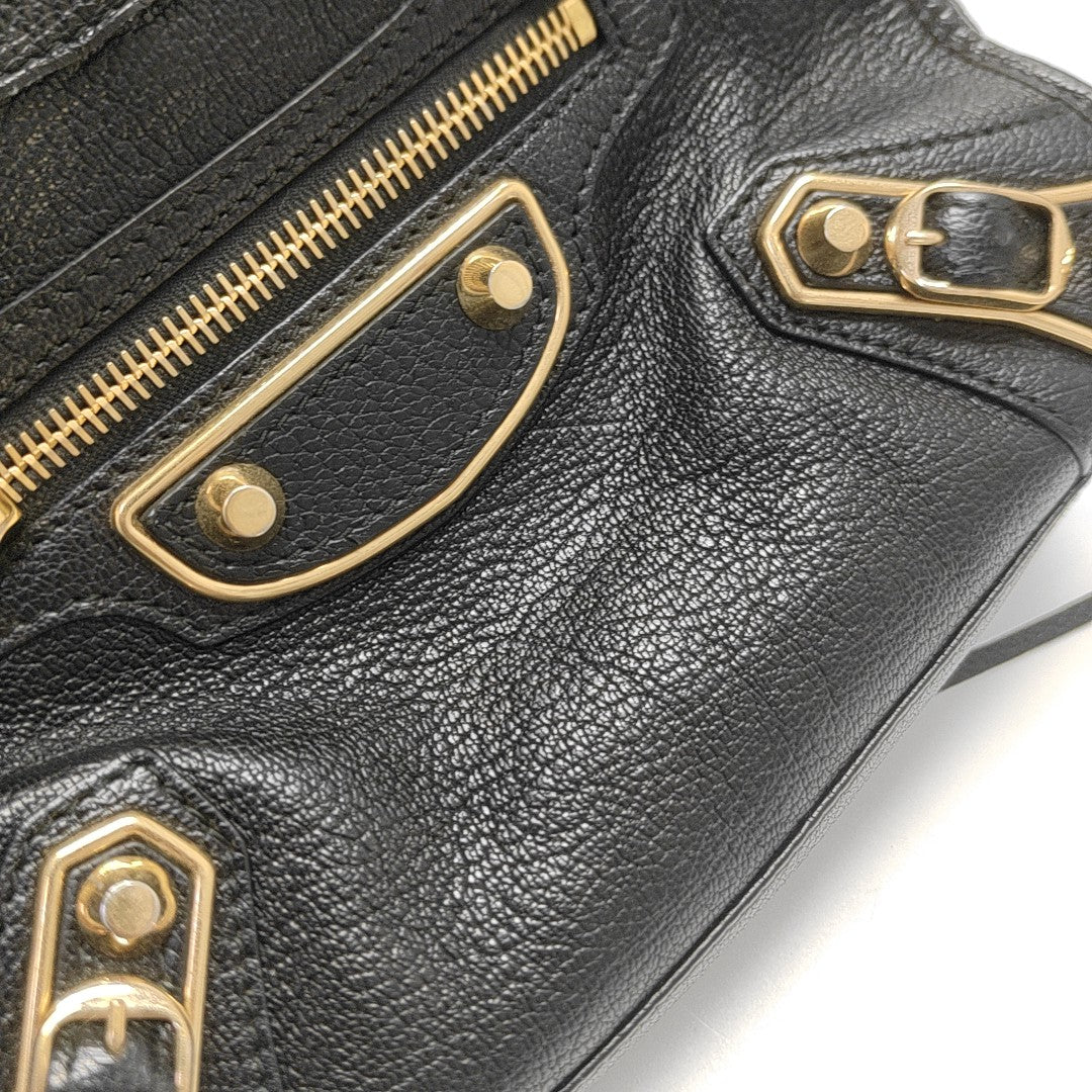 Classic Metallic Edge City Mini Lambskin Black