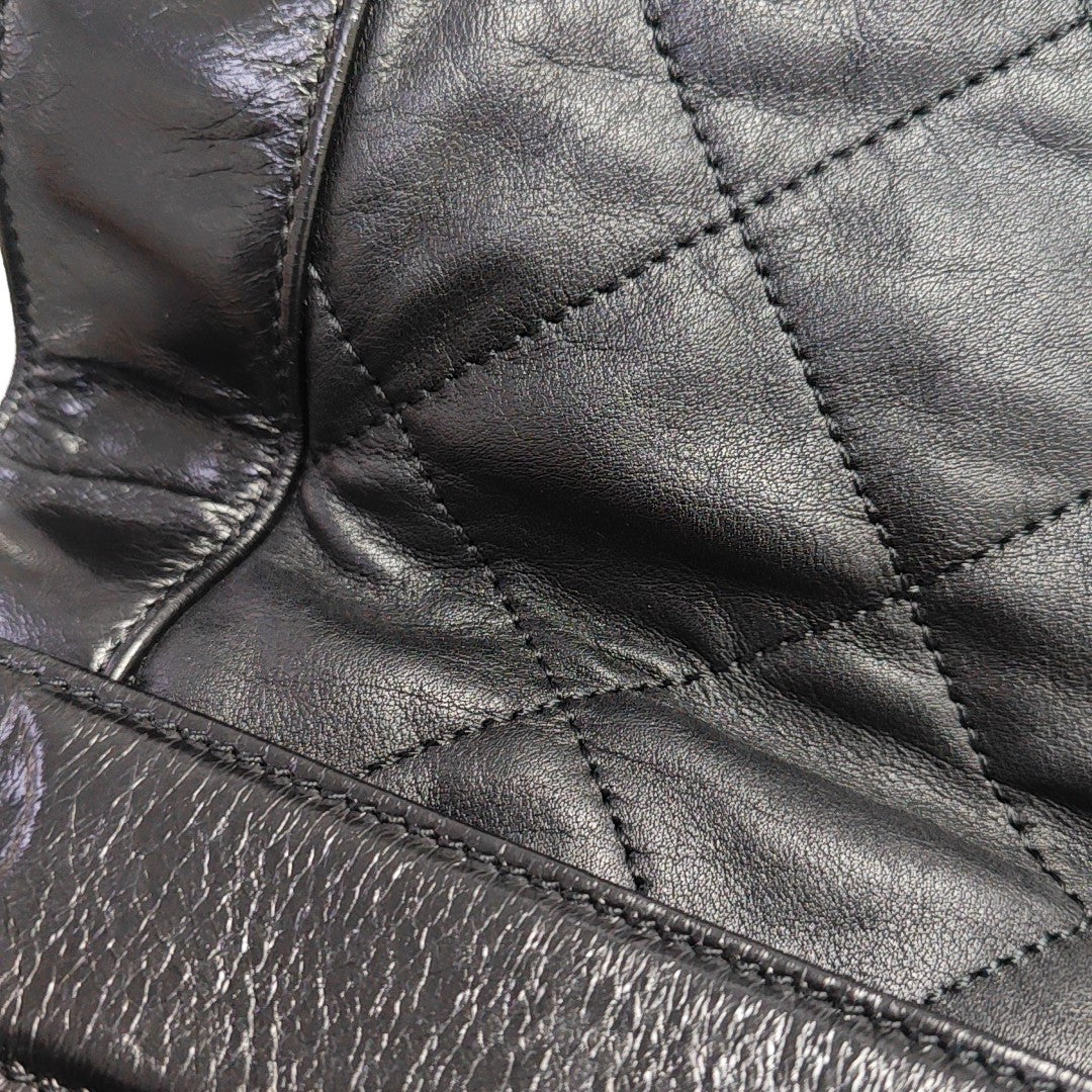 Quilted Calfskin Top Handle Bag Black