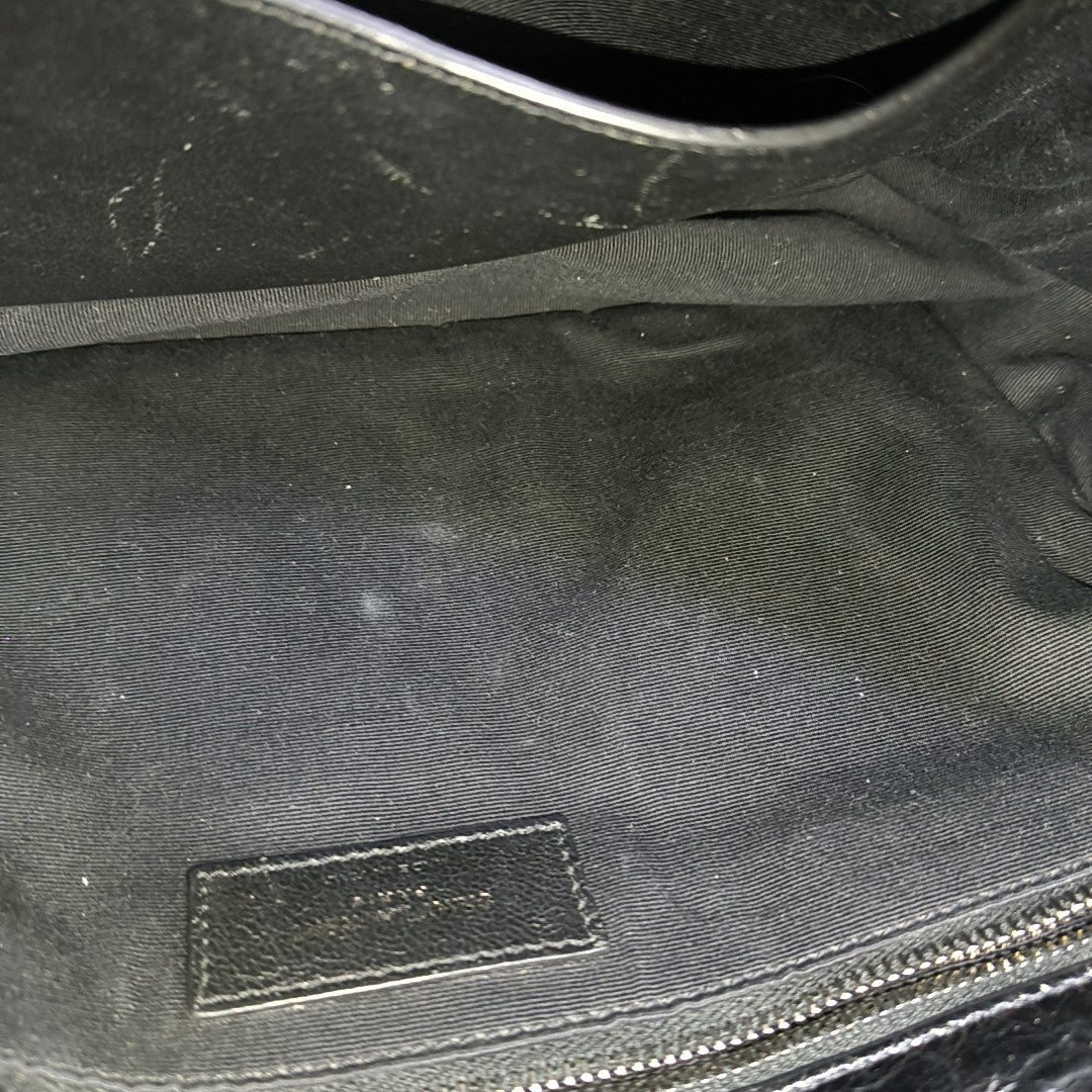 NIKI Medium Chevron Calfskin Black