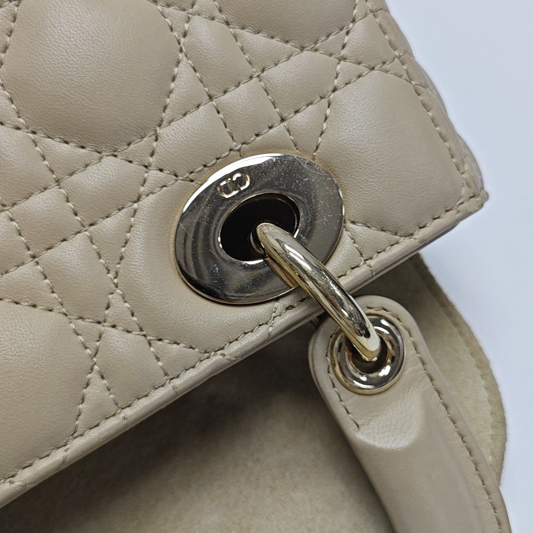 Lady Dior Small Cannage Lambskin Beige