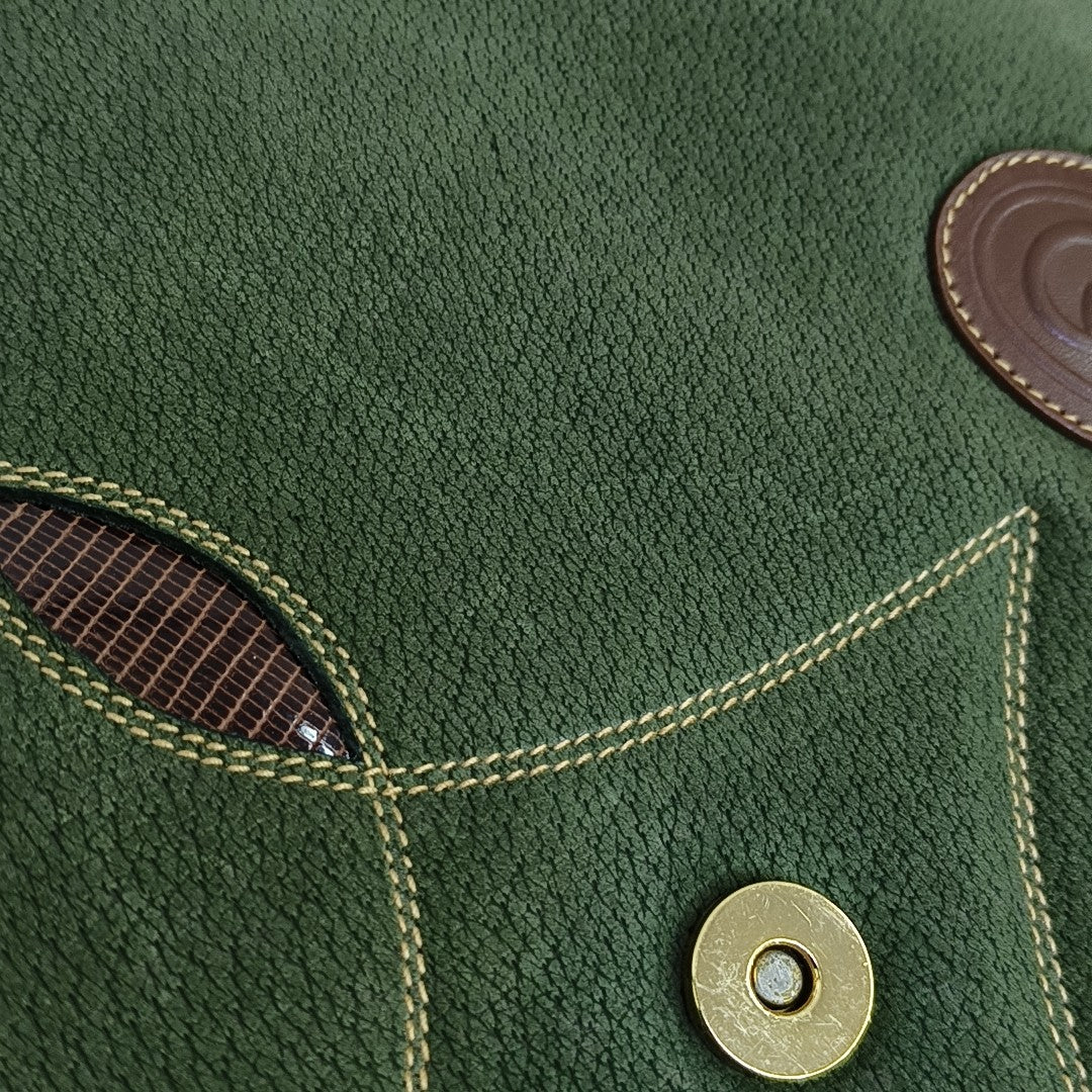 Quilted Suede Shoulder Bag Green