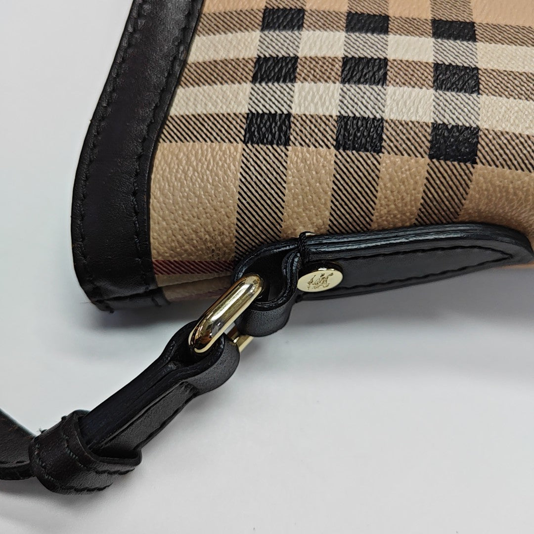Coated Canvas Shoulder Bag Beige