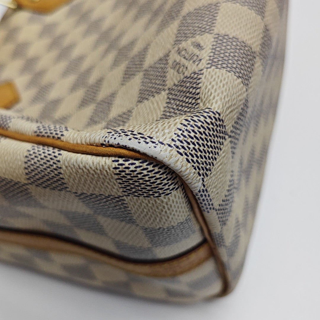 SPEEDY 25 Damier Azur Coated Canvas White