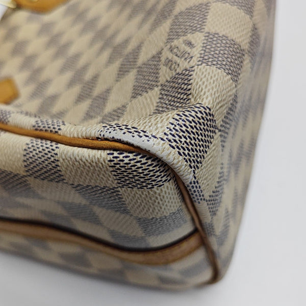 SPEEDY 25 Damier Azur Coated Canvas White