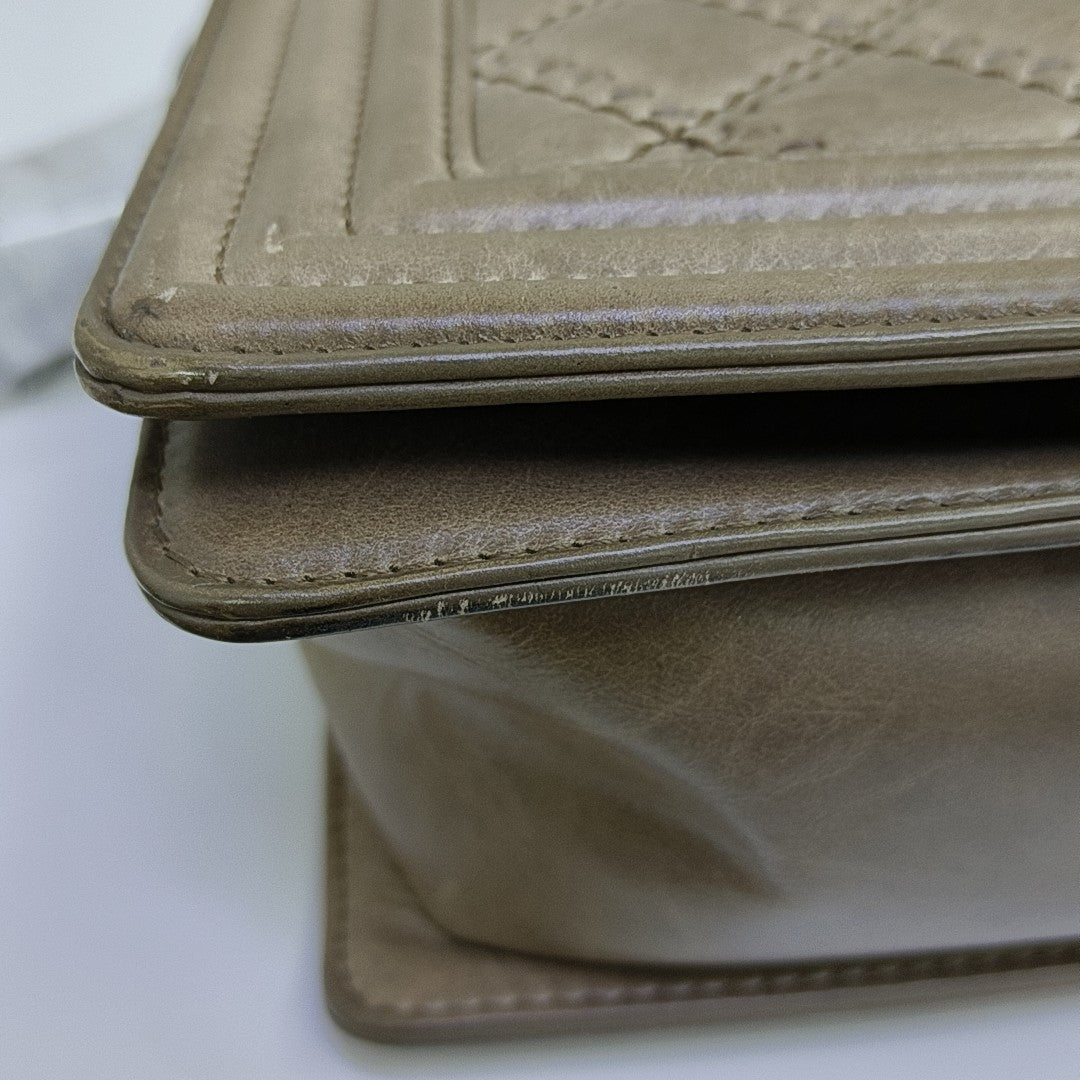 BOY CHANEL Medium Quilted Calfskin Beige