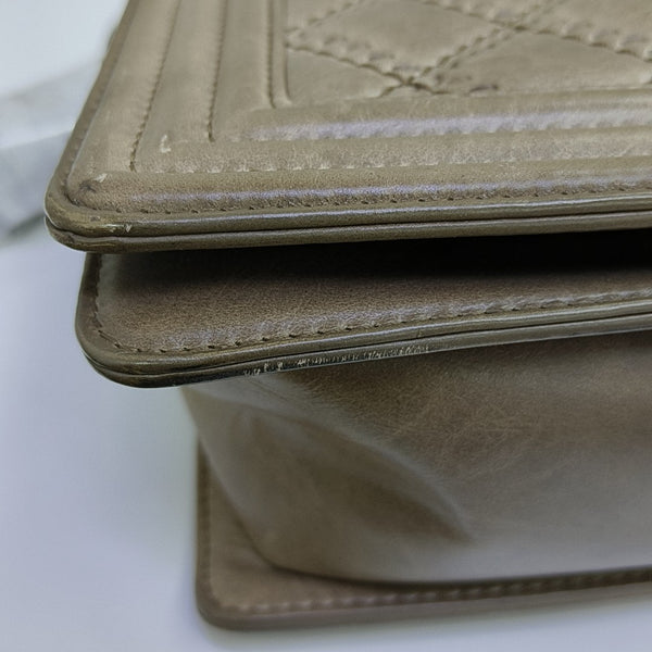 BOY CHANEL Medium Quilted Calfskin Beige