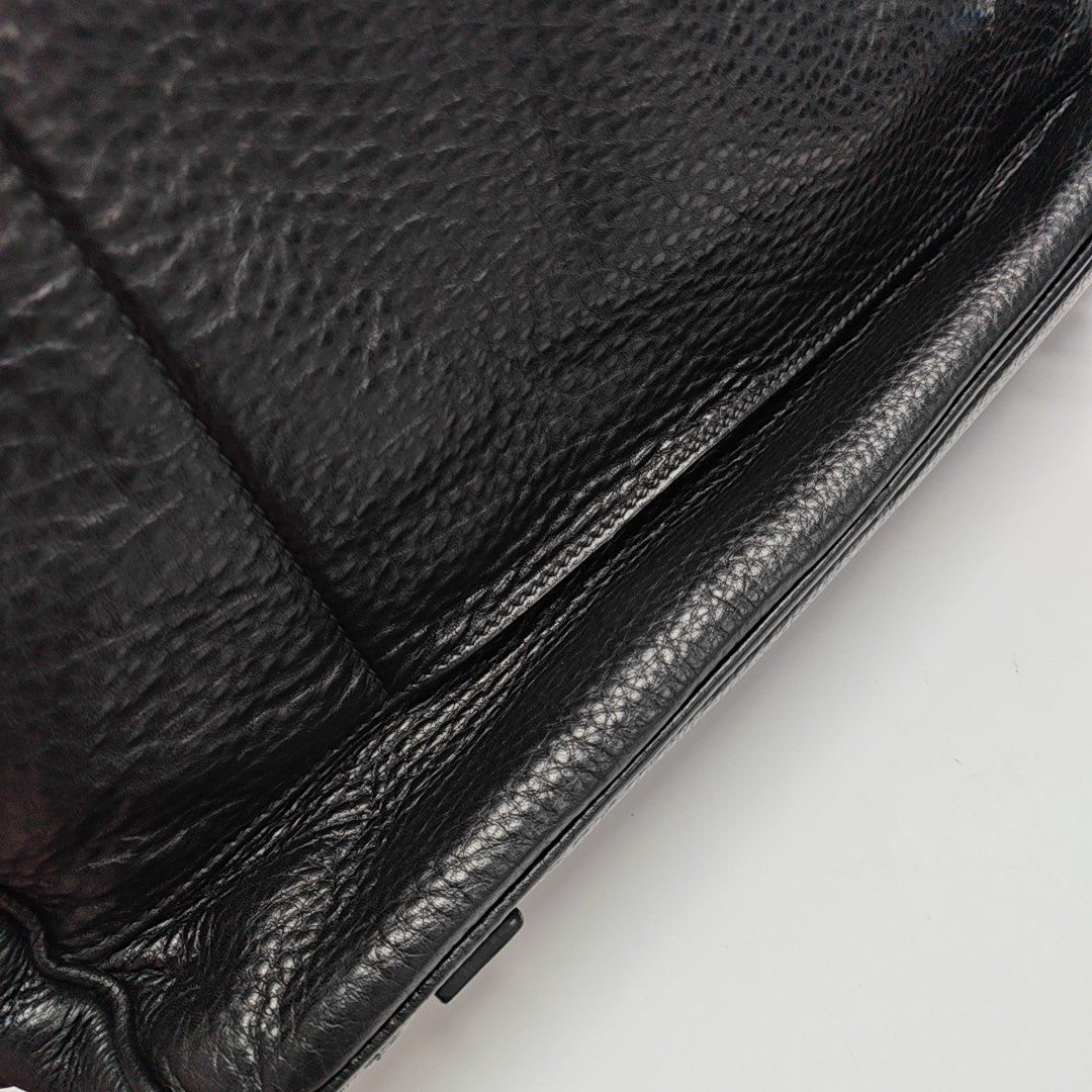 Calfskin Top Handle Bag Black