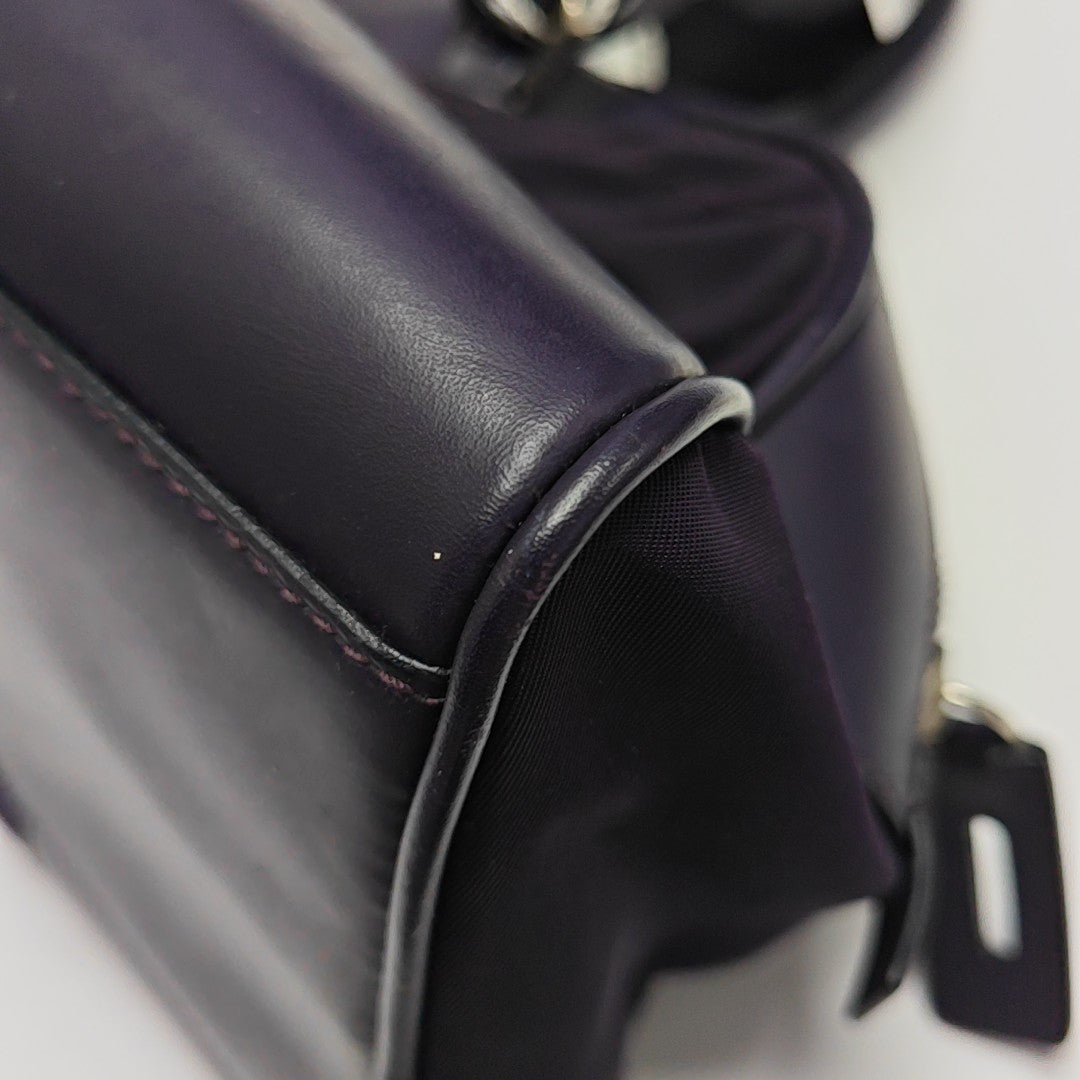 Quilted Nylon Top Handle Bag Purple