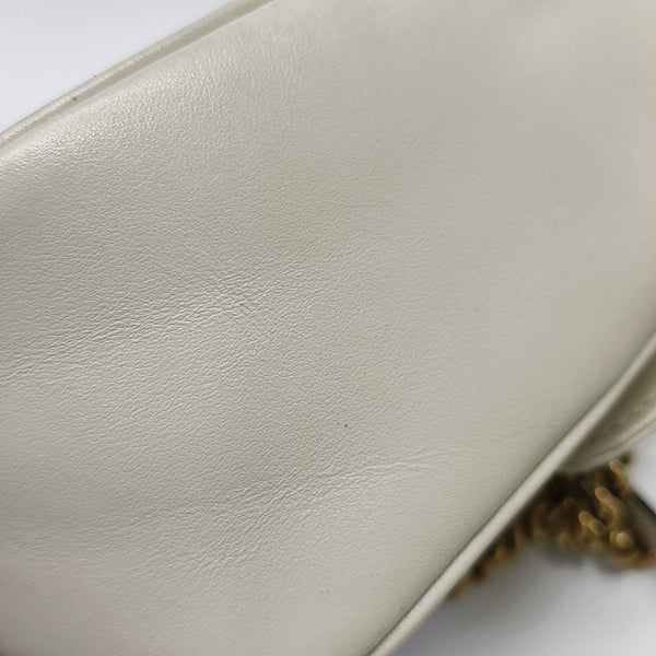 GG Marmont Mini Quilted Calfskin White