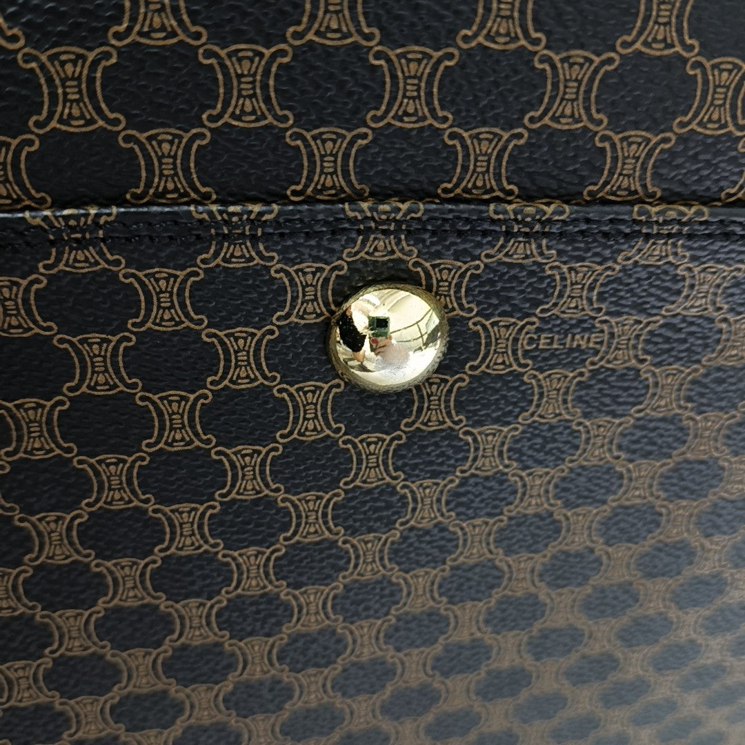 Coated Canvas Top Handle Bag Black