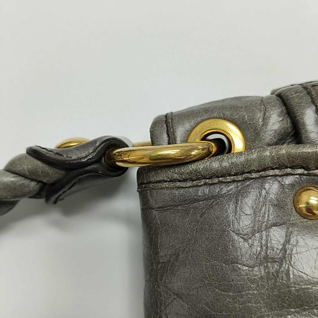 Miu Coffer Quilted Lambskin Gray
