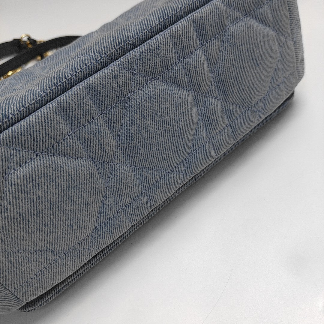 Dior Caro Medium Quilted Denim Blue
