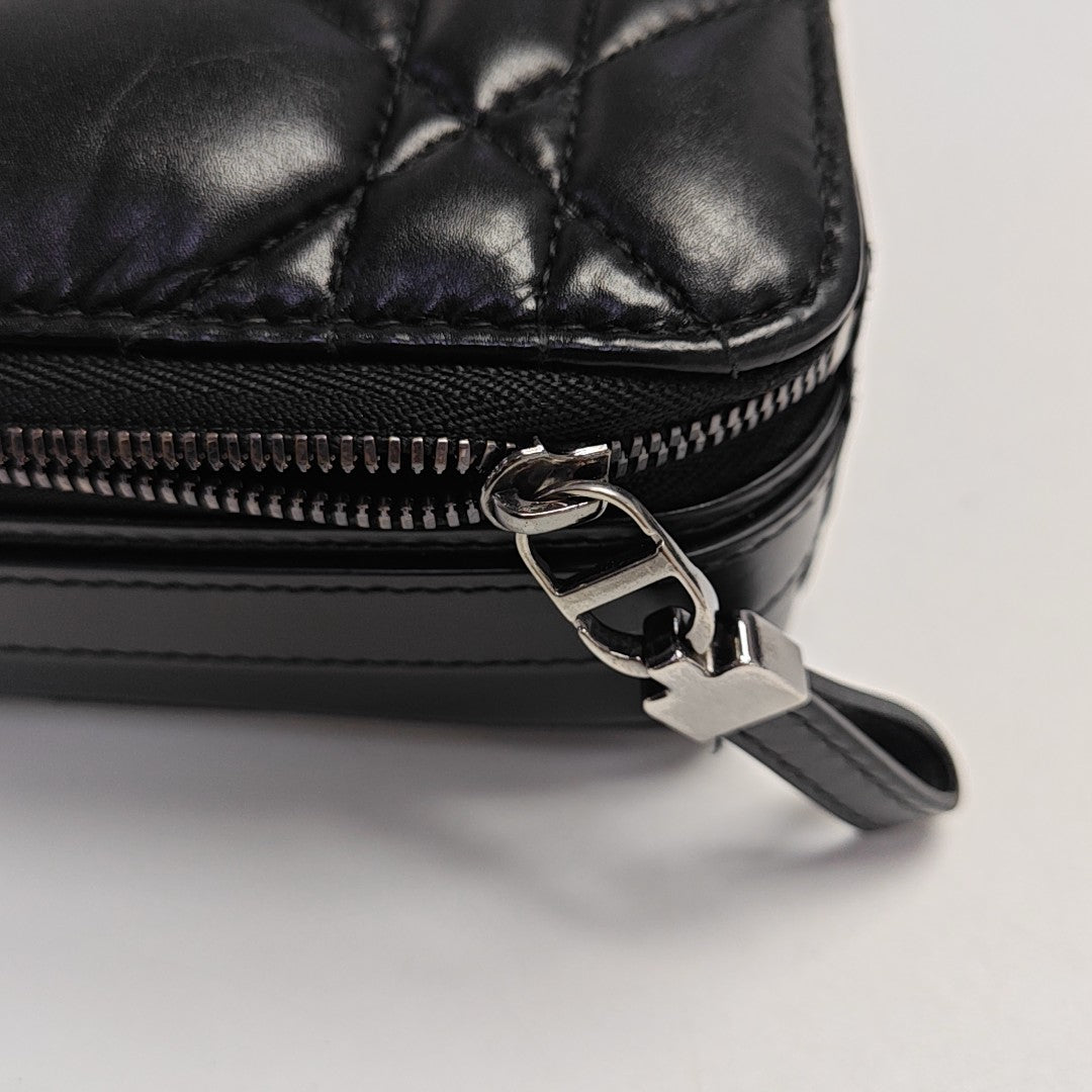 Cannage Calfskin Shoulder Bag Black