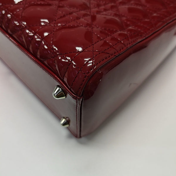 Lady Dior Large Cannage Patent Leather Red