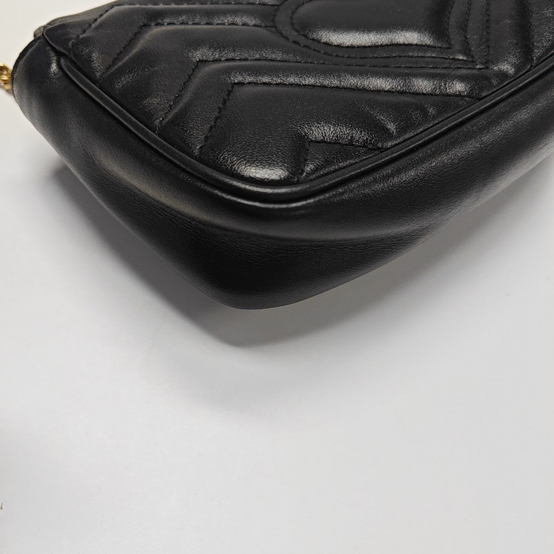 GG Marmont Mini Quilted Calfskin Black