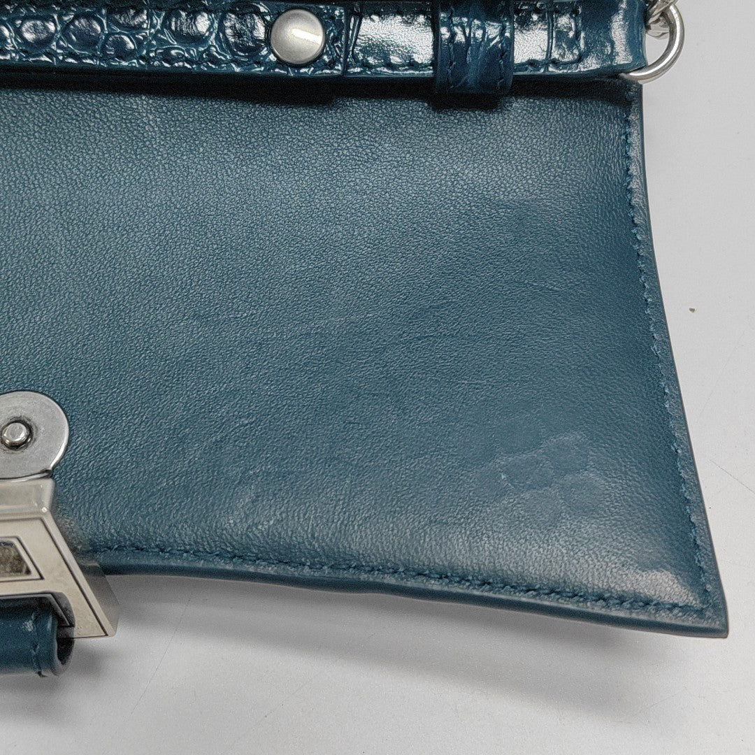 Hourglass Wallet On Chain Mini Calfskin Blue