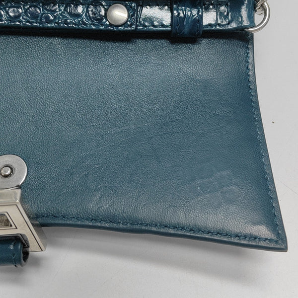 Hourglass Wallet On Chain Mini Calfskin Blue